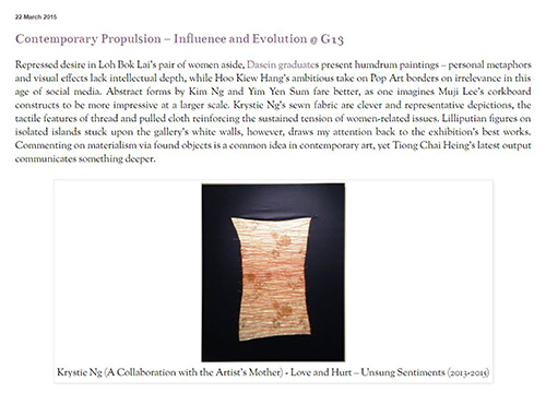 Contemporary Propulsion: Influence and Evolution – Group Exhibition was listing in Art KL-itique on March 2015