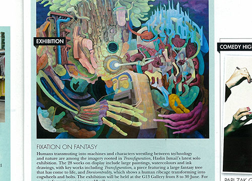 Transfiguration- Solo Exhibition by Haslin Ismail was listing in HELLO on June 2013