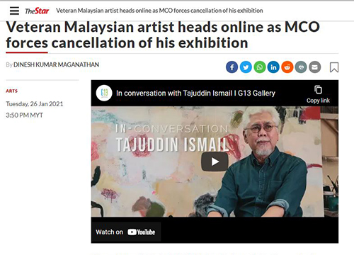 ‘Mosaic, A Solo Exhibition by Tajuddin Ismail’, was listing in Starlifestyle by The Star on January 2021