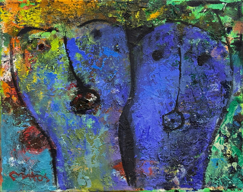 Two Blue Faces
