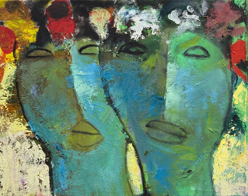 Two Green Faces